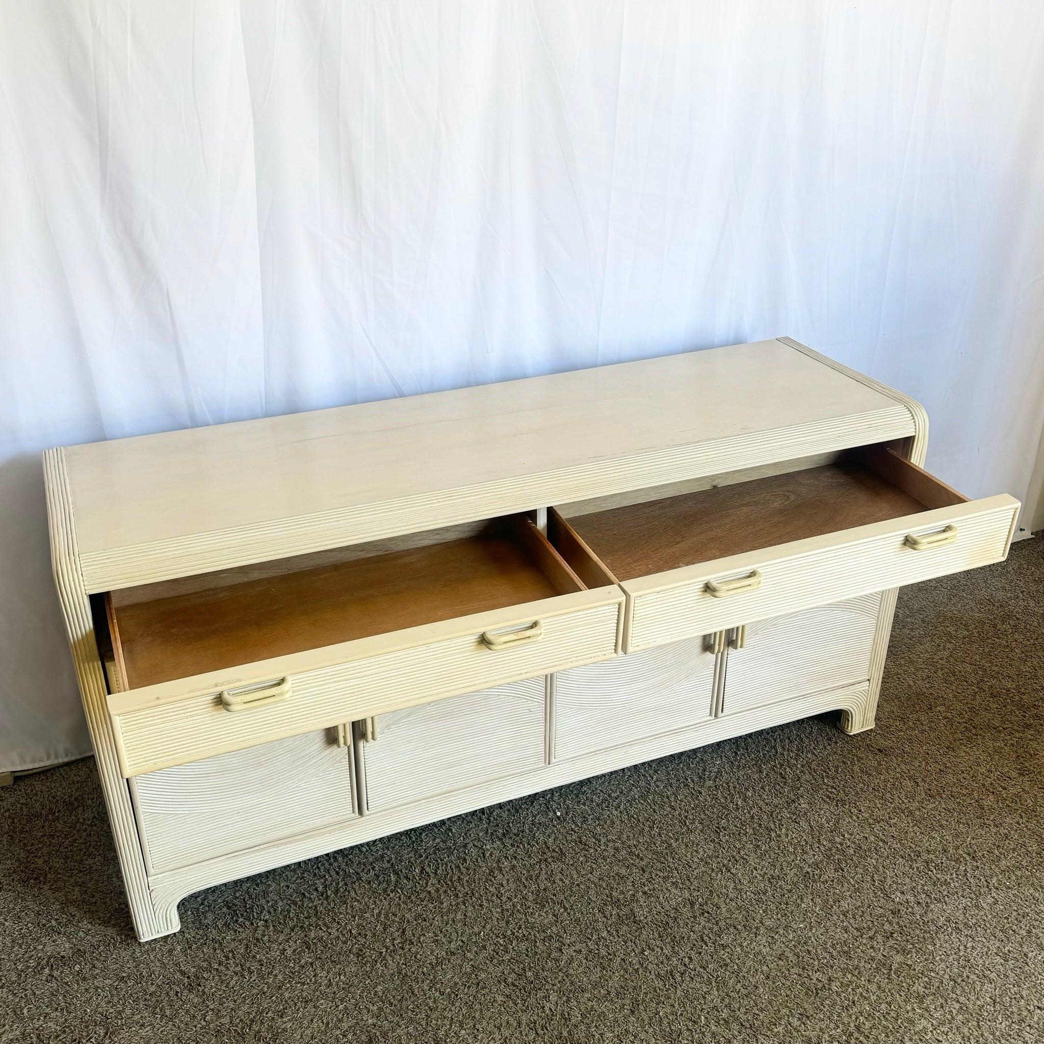 Philippine Boho Chic Wavy Pencil Reed Credenza by American Drew For Sale