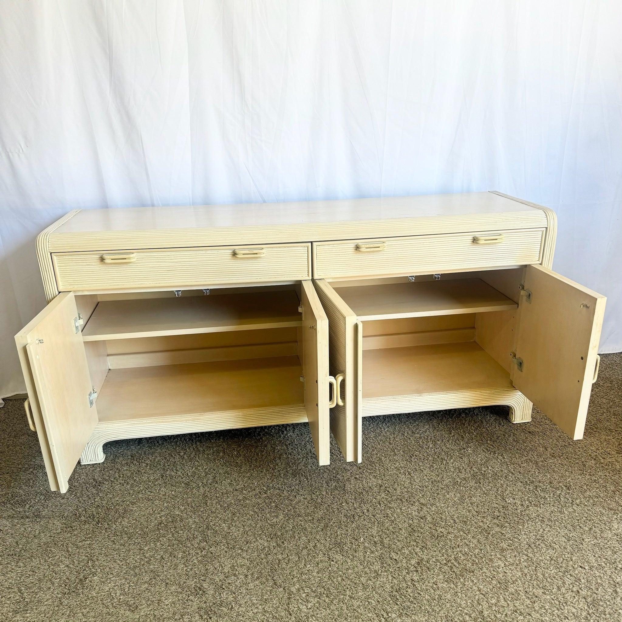 Boho Chic Wavy Pencil Reed Credenza by American Drew In Good Condition For Sale In Delray Beach, FL
