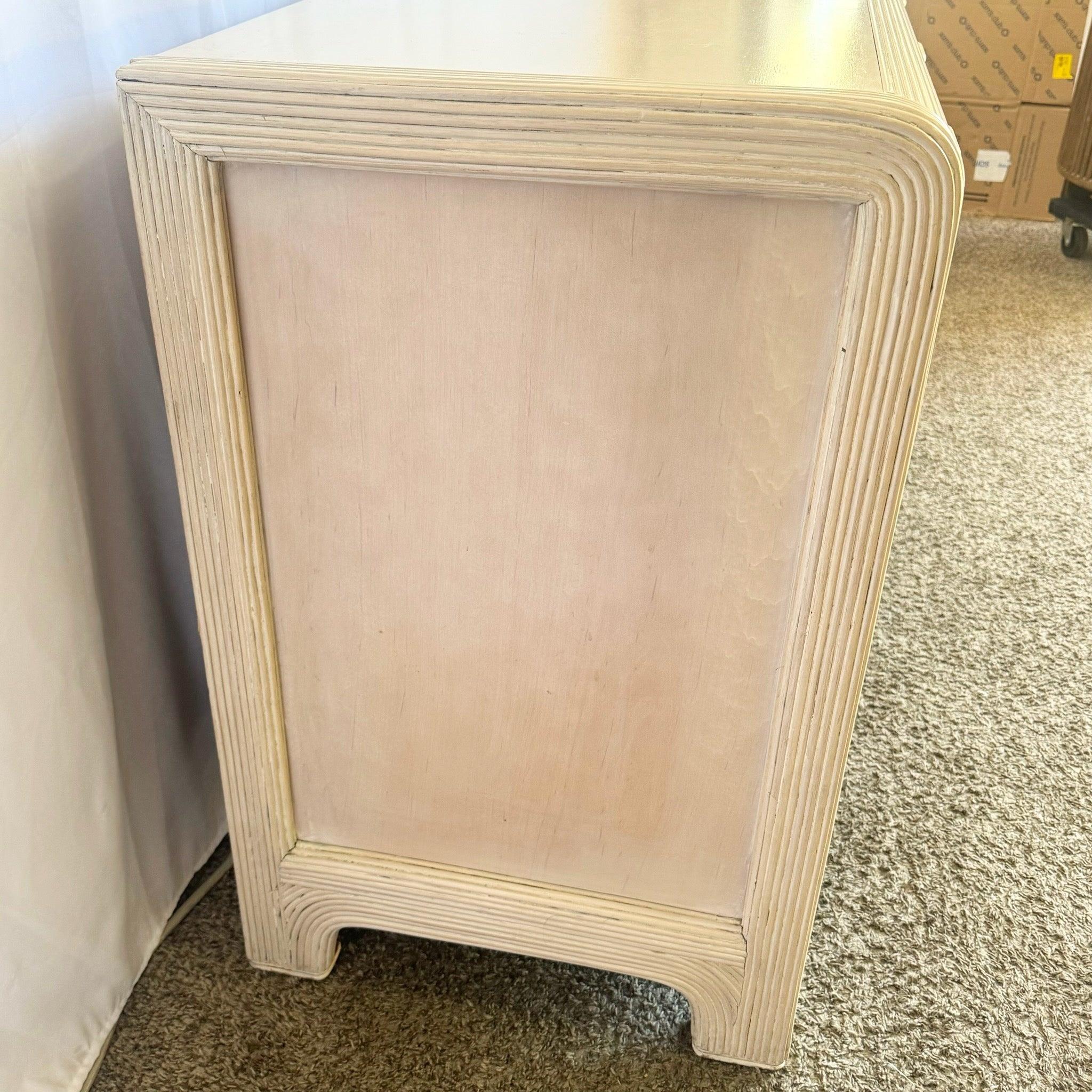 Late 20th Century Boho Chic Wavy Pencil Reed Credenza by American Drew For Sale