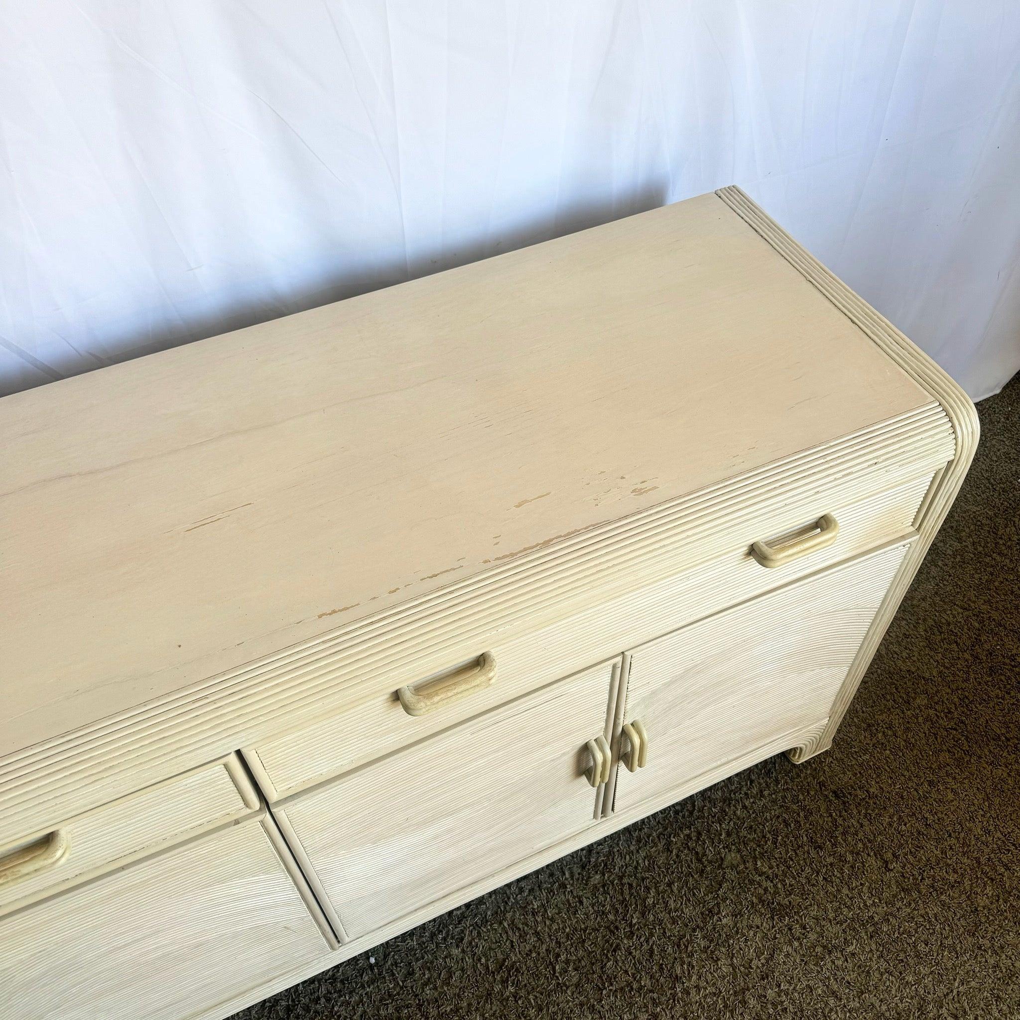 Boho Chic Wavy Pencil Reed Credenza by American Drew For Sale 2