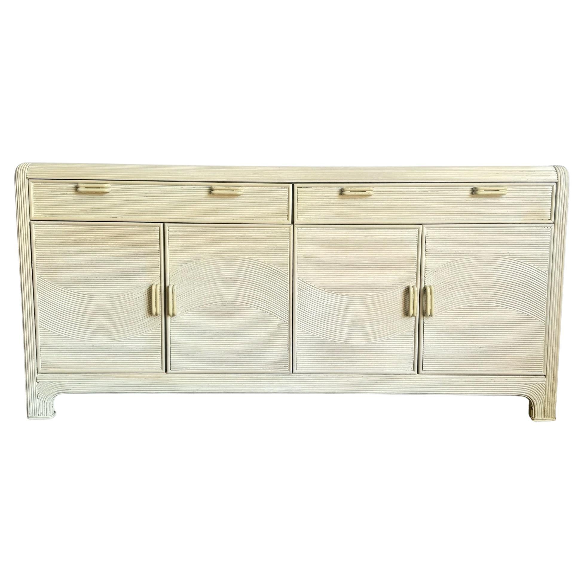 Boho Chic Wavy Pencil Reed Credenza by American Drew For Sale