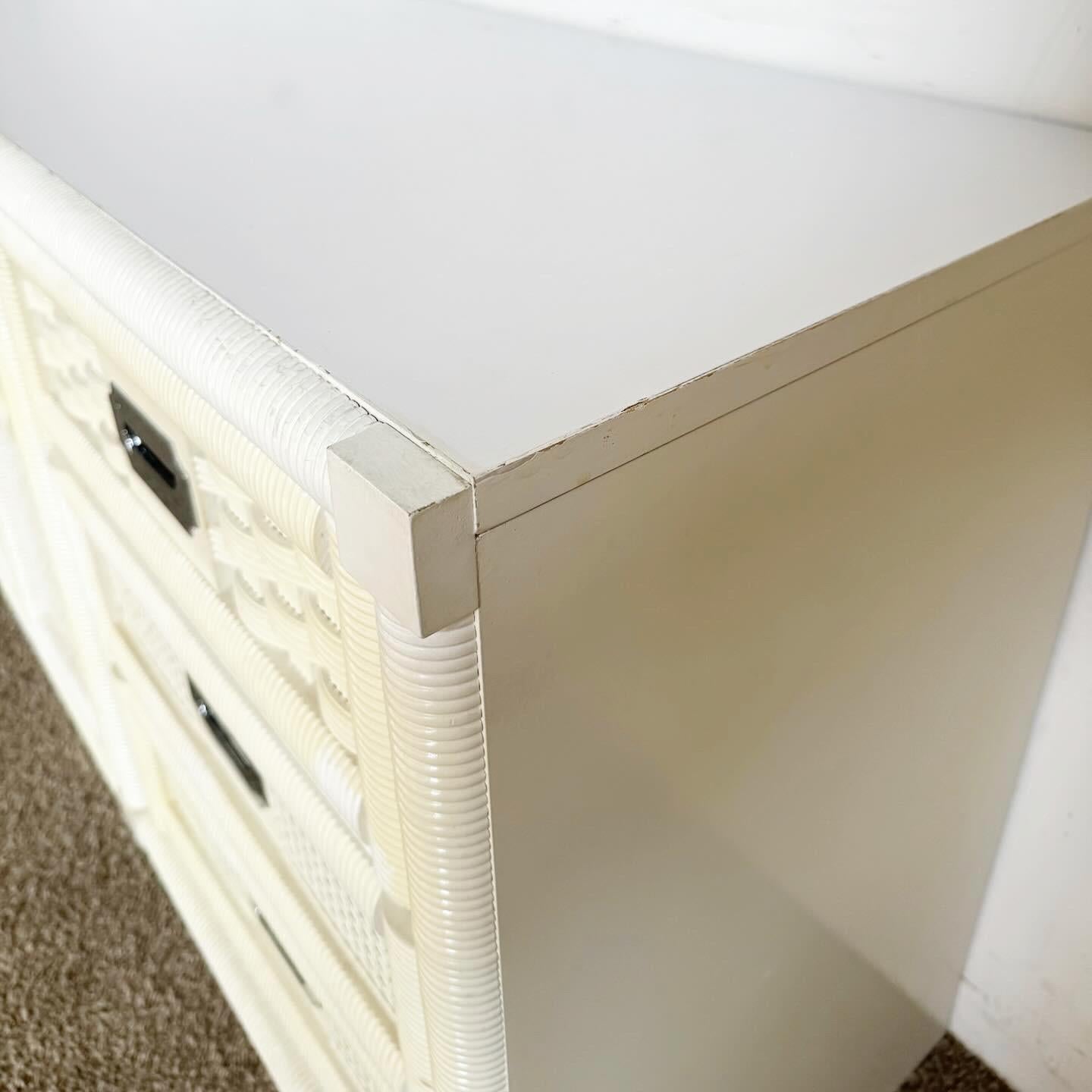 Boho Chic White “Wicker Weve” Dresser by Dixie 2