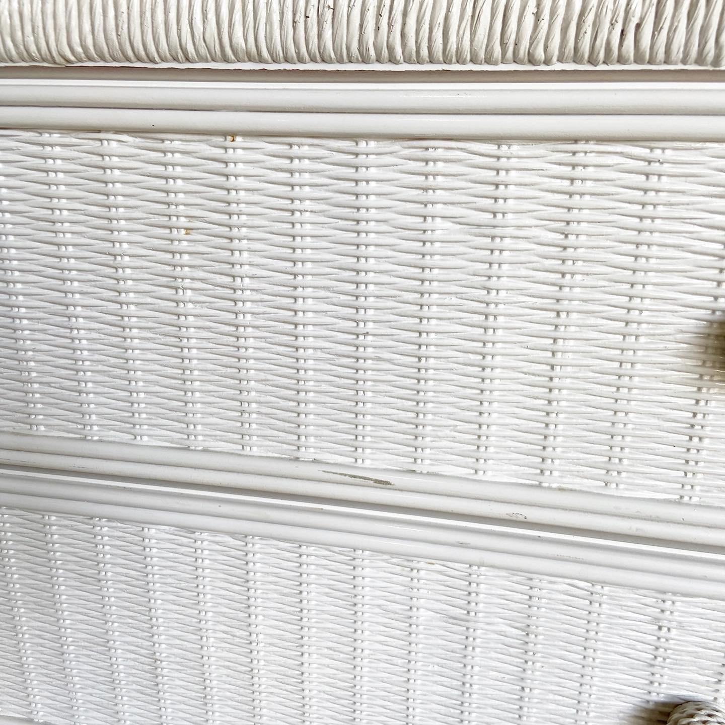 white wicker dresser with mirror