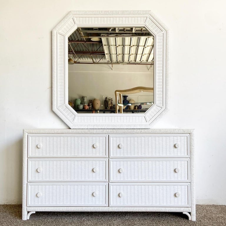 Wicker dresser with mirror top
