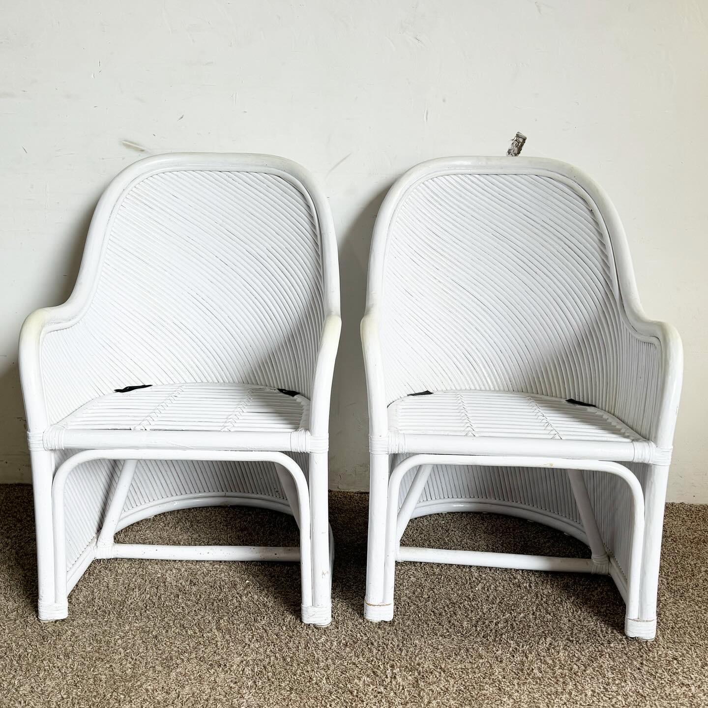Boho Chic White Pencil Reed Henry Link Dining Chairs by Lexington - Set of 6 3