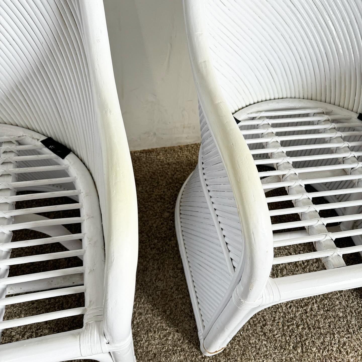 Boho Chic White Pencil Reed Henry Link Dining Chairs by Lexington - Set of 6 2