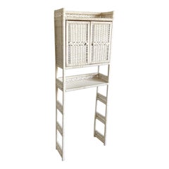 Etagère de rangement Boho Chic en rotin et osier blanc pour salle de bain