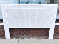 Boho Chic White Rattan Queen Size Headboard