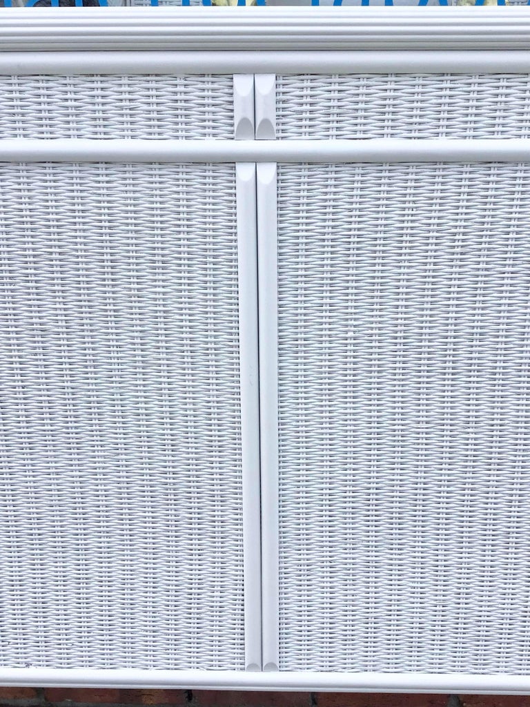 Boho Chic White Rattan Queen Size Headboard For Sale at 1stDibs