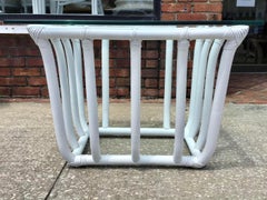 Boho Chic White Rattan Rectangular Side Table