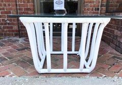 Boho Chic White Rattan Square Side Table