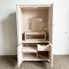 Boho Chic White Washed Henry Link Wicker Armoire by Lexington