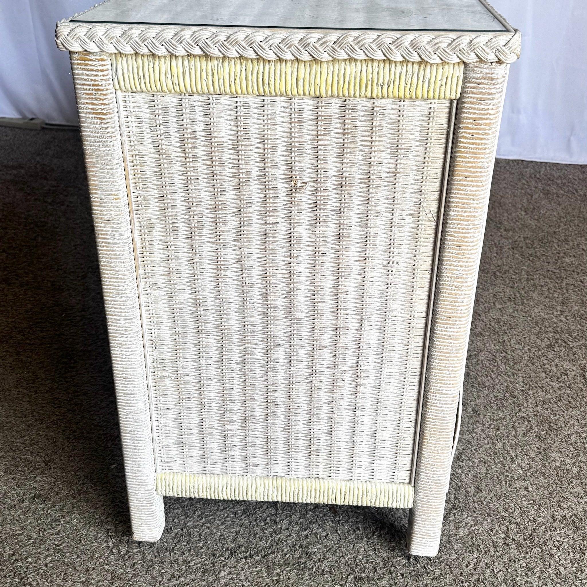 Boho Chic White Washed Henry Link Wicker Dresser by Lexington For Sale 2