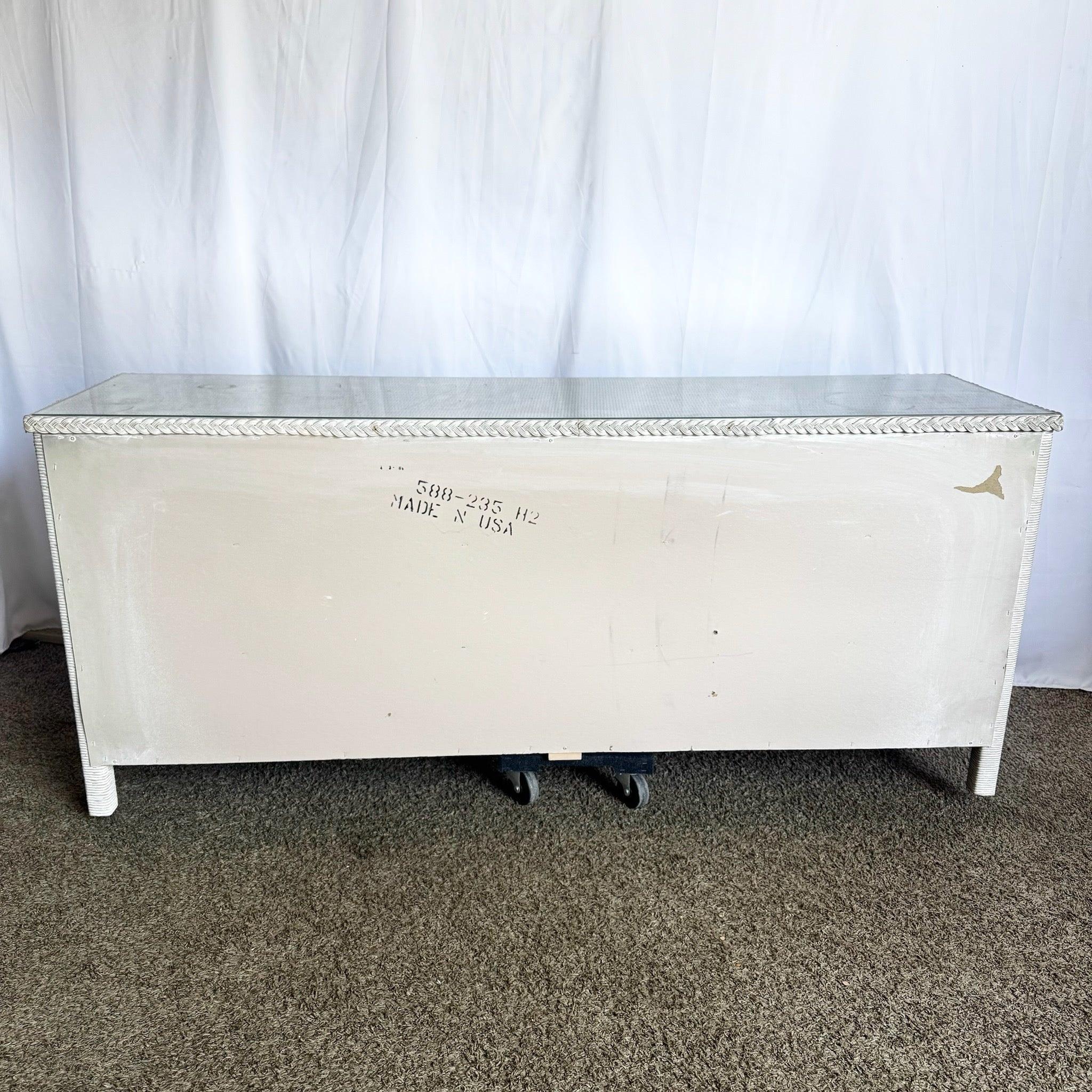 Boho Chic White Washed Henry Link Wicker Dresser by Lexington For Sale 3