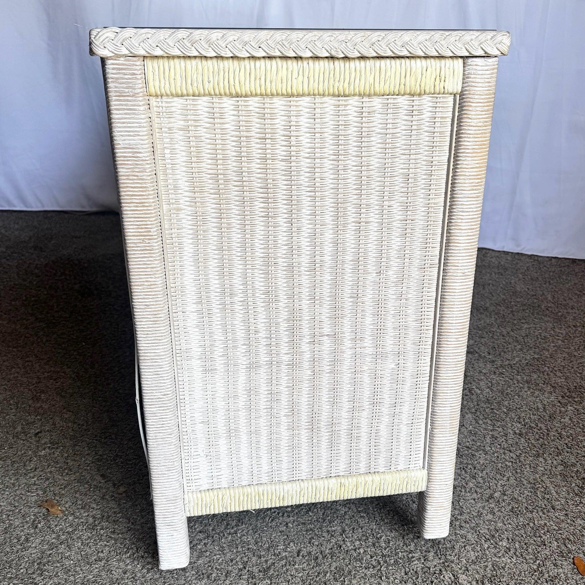 Boho Chic White Washed Henry Link Wicker Dresser by Lexington For Sale 4