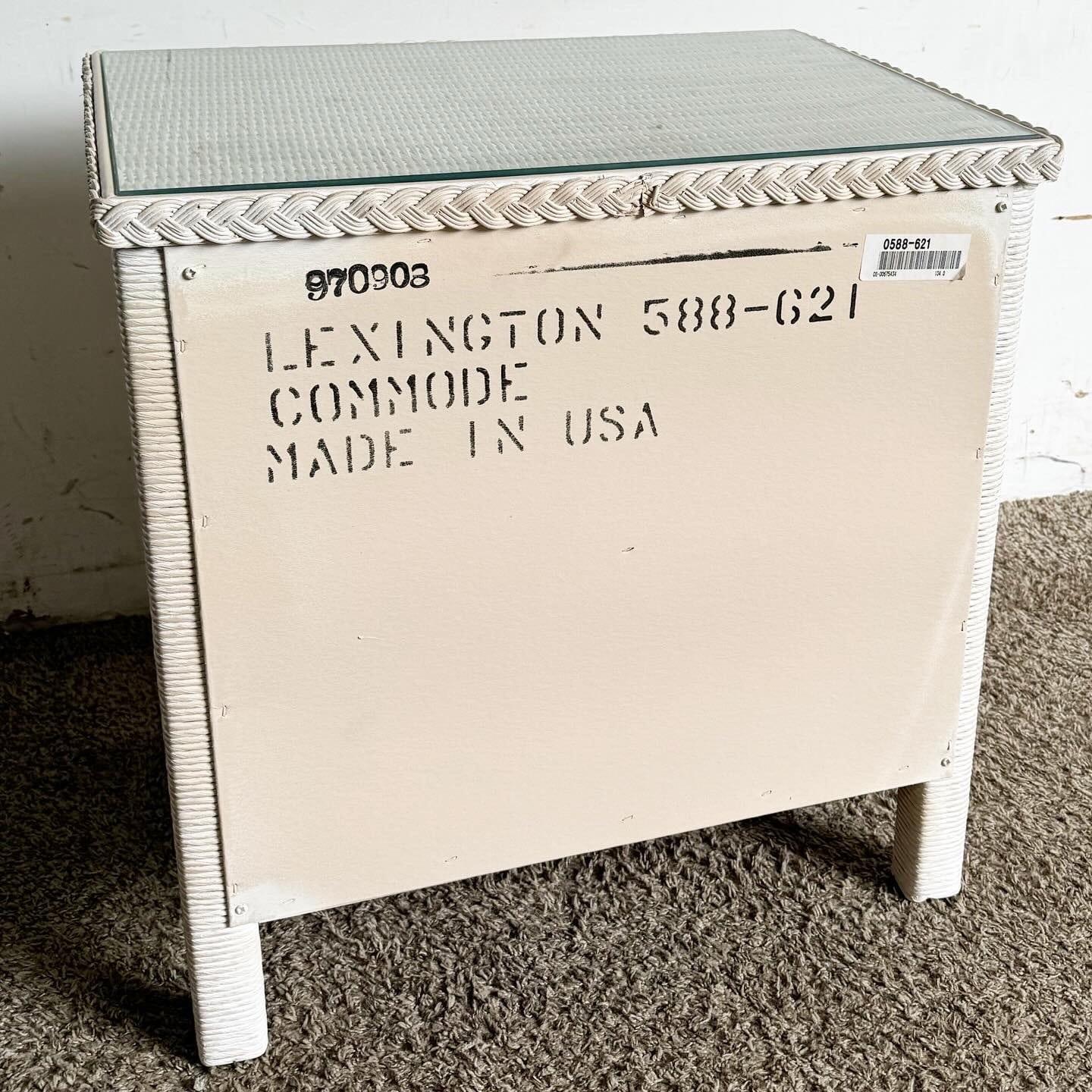 Boho Chic White Washed Henry Link Wicker Nightstand by Lexington Furniture 1