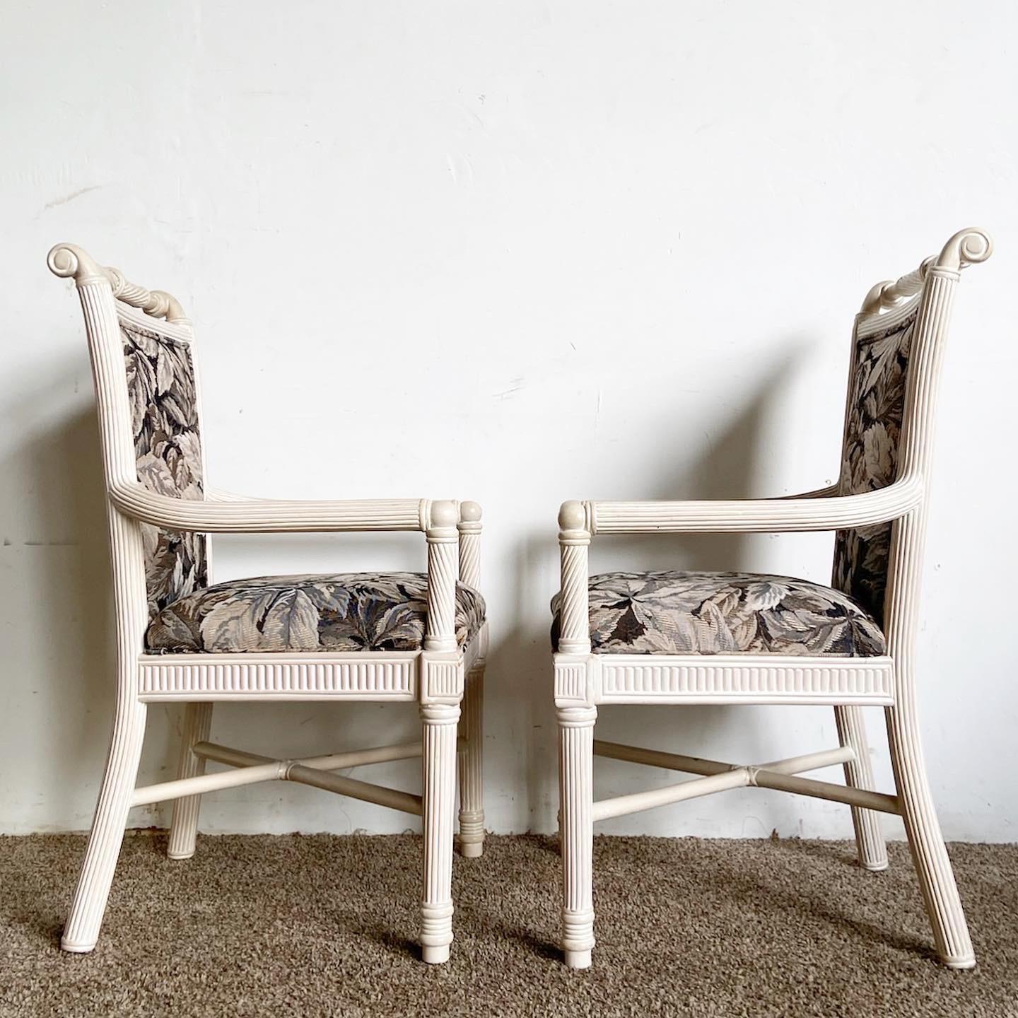 Boho Chic White Washed Pencil Reed Armchairs - a Pair For Sale 3