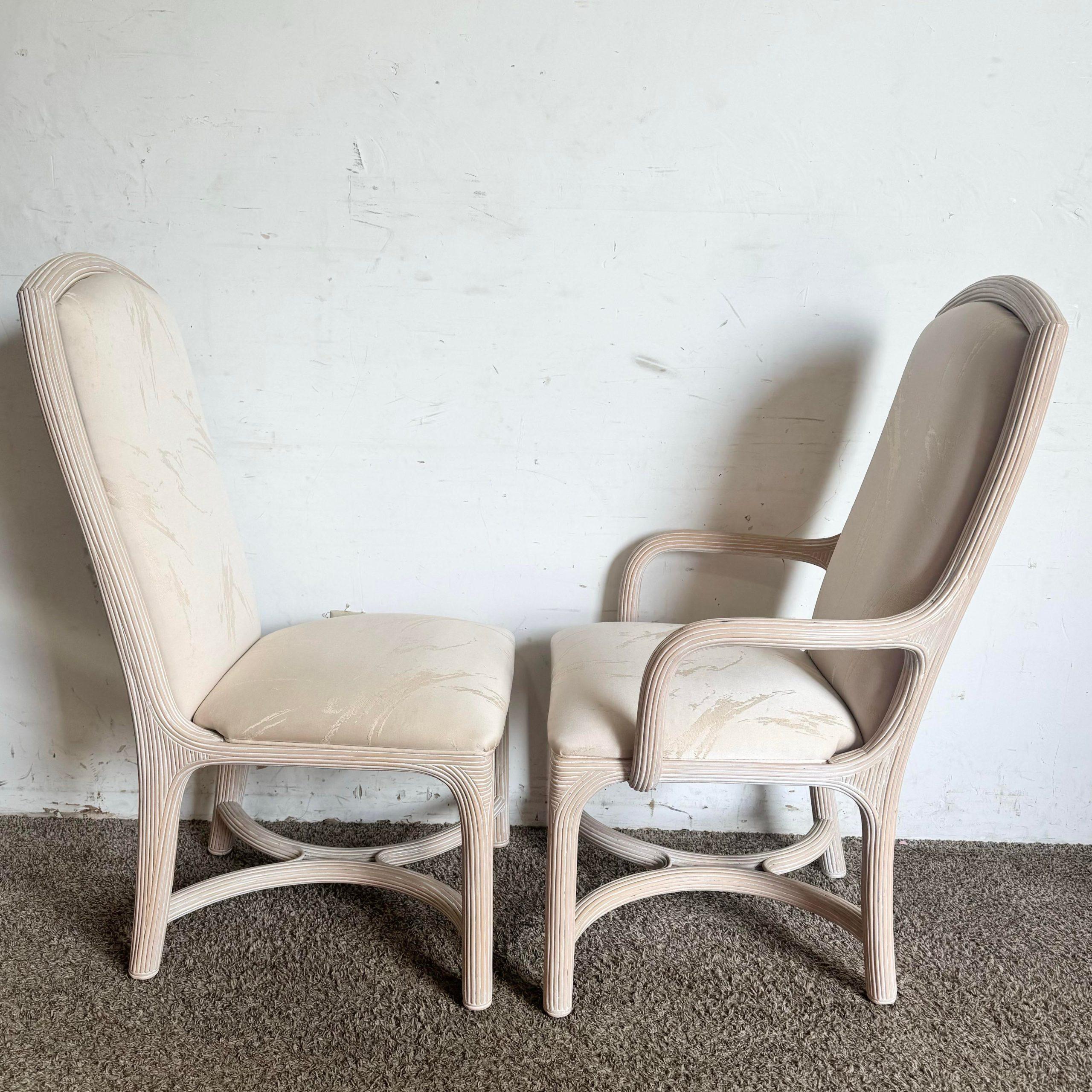 Filippino Sedie da pranzo Boho Chic in canna lavata bianca - Set di 6 in vendita