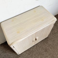 Boho Chic White Washed Ribbon Pencil Reed Cabinet/Sideboard