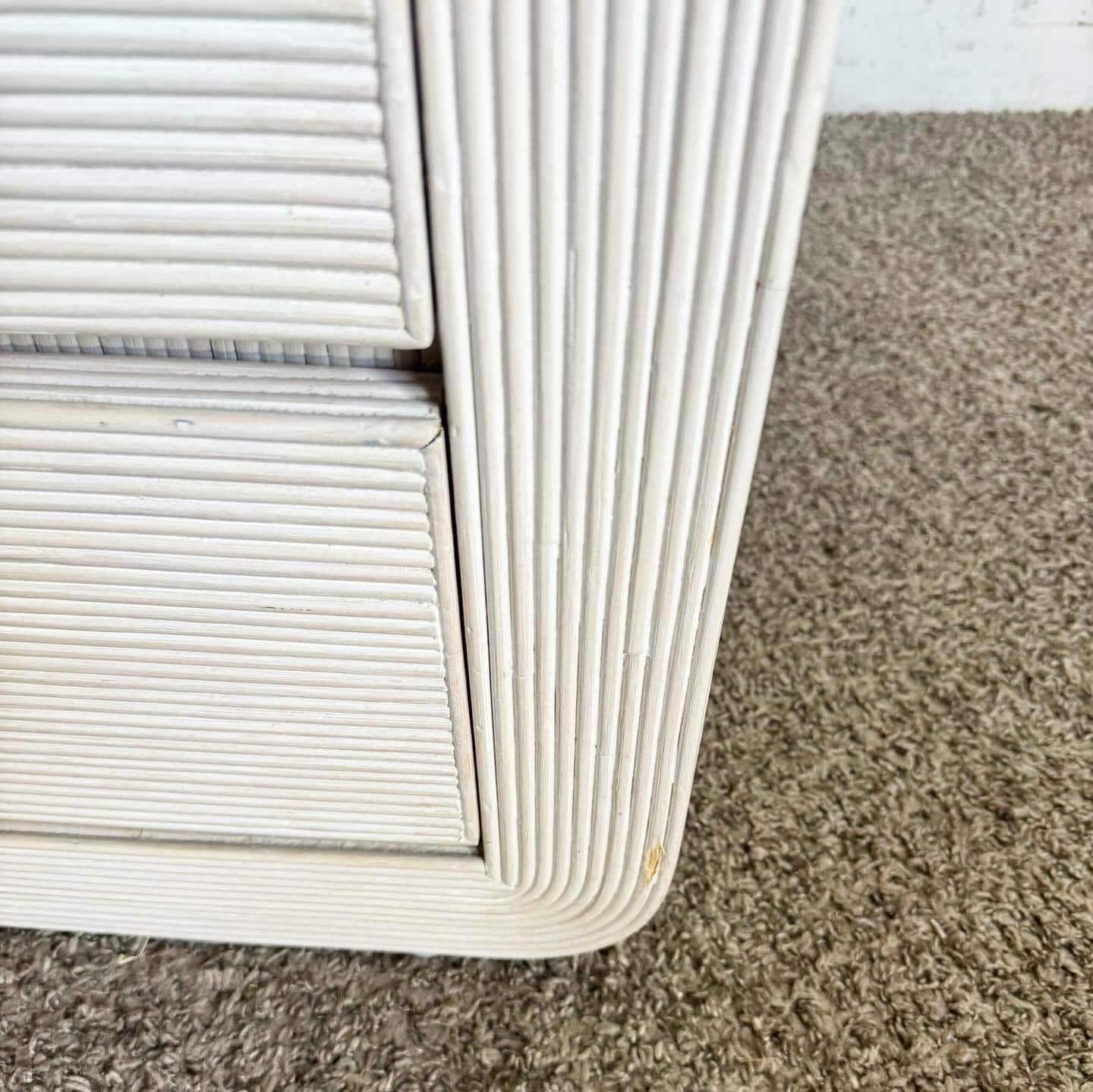 Boho Chic White Washed Swirl Pencil Reed Waterfall Dresser 1