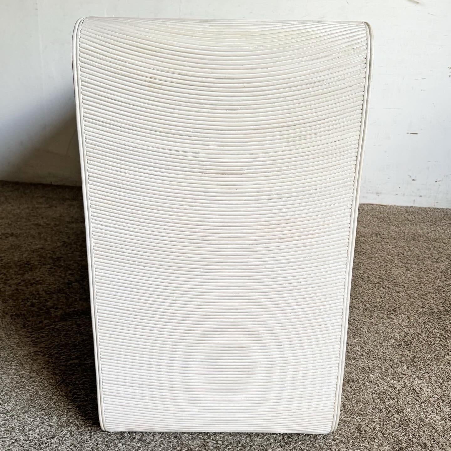 Boho Chic White Washed Swirl Pencil Reed Waterfall Dresser 3