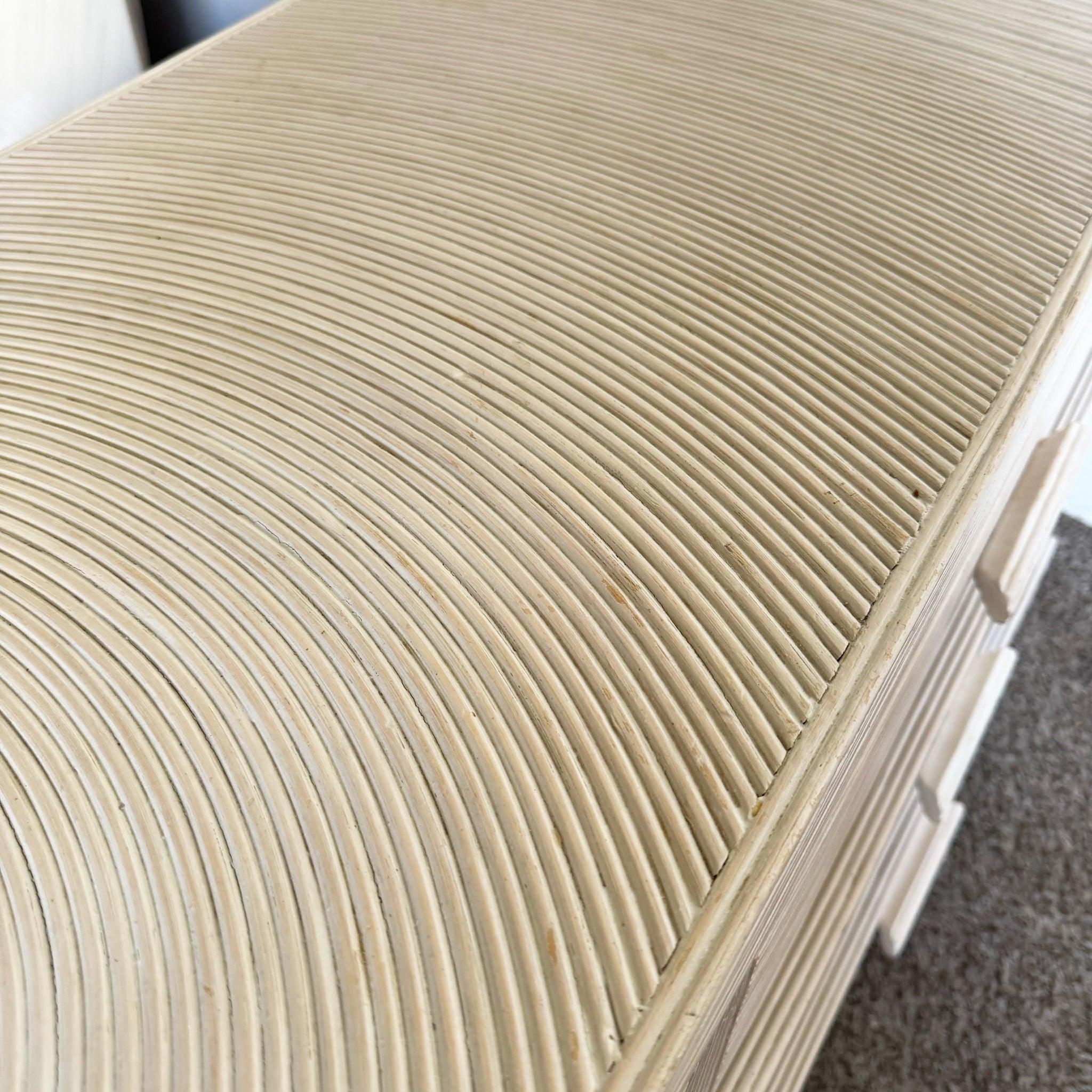 Boho Chic White Washed Swirl Pencil Reed Waterfall Dresser 4