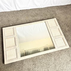 Boho Chic White Washed Wrapped Wicker Mirror