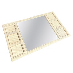 Boho Chic White Washed Wrapped Wicker Mirror