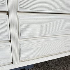 Boho Chic White Wavy Pencil Reed Dresser With Mirror