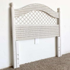 Boho Chic White Wicker Headboard by Henry Link