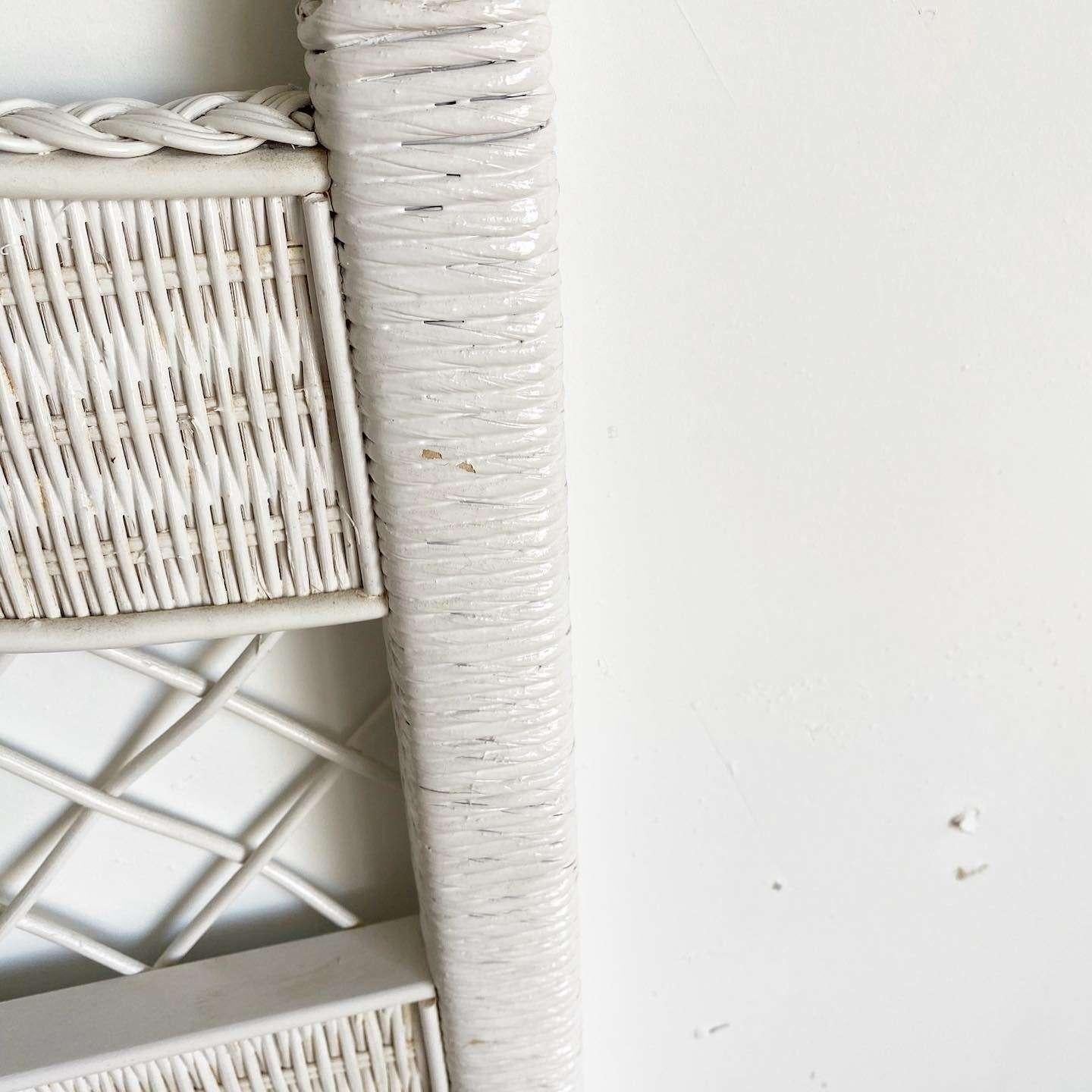 Bohemian Boho Chic White Wicker Headboard by Henry Link For Sale