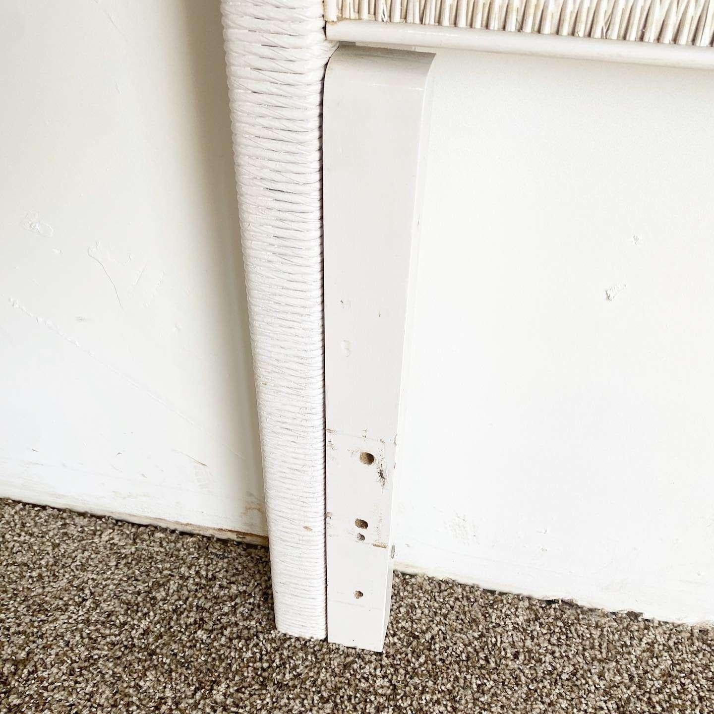 Late 20th Century Boho Chic White Wicker Headboard by Henry Link For Sale