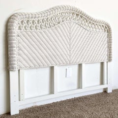 Boho Chic White Wicker Queen Size Headboard