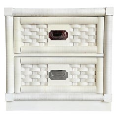 Boho Chic White “Wicker Weve” Nightstand by Dixie