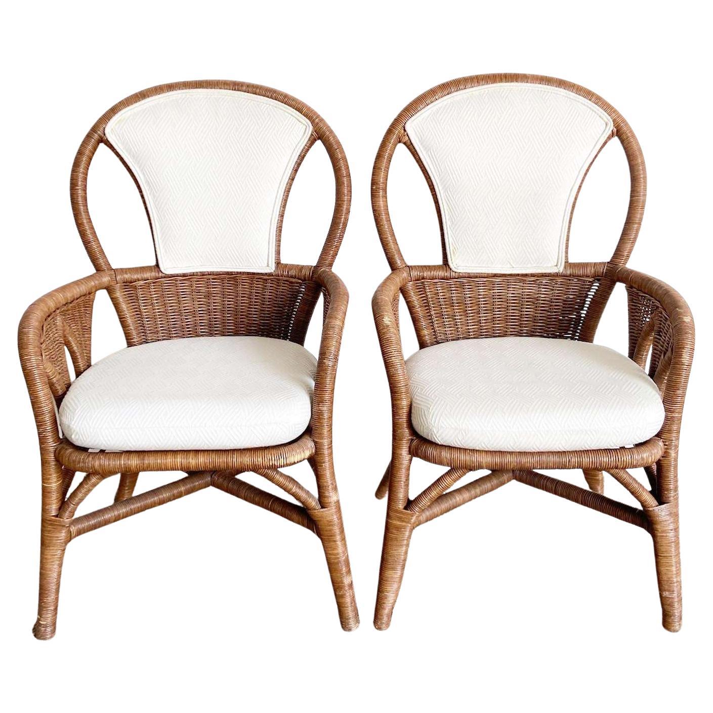 Boho Chic Bamboo Rattan Swirl Arm Chair For Sale at 1stDibs