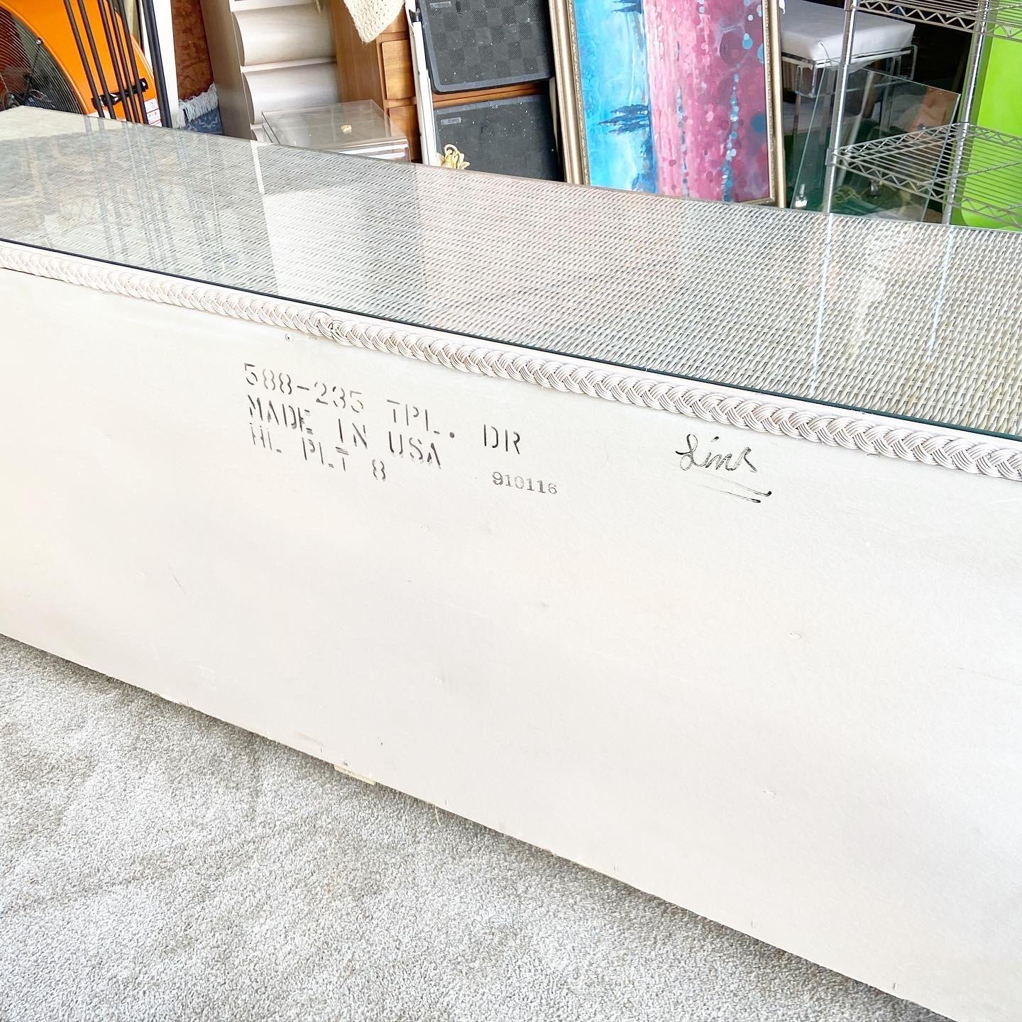 Boho Chic Wicker and Rattan Lowboy Dresser by Henry Link For Sale at