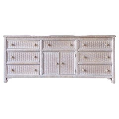 Boho Chic Wicker and Rattan Lowboy Dresser by Henry Link