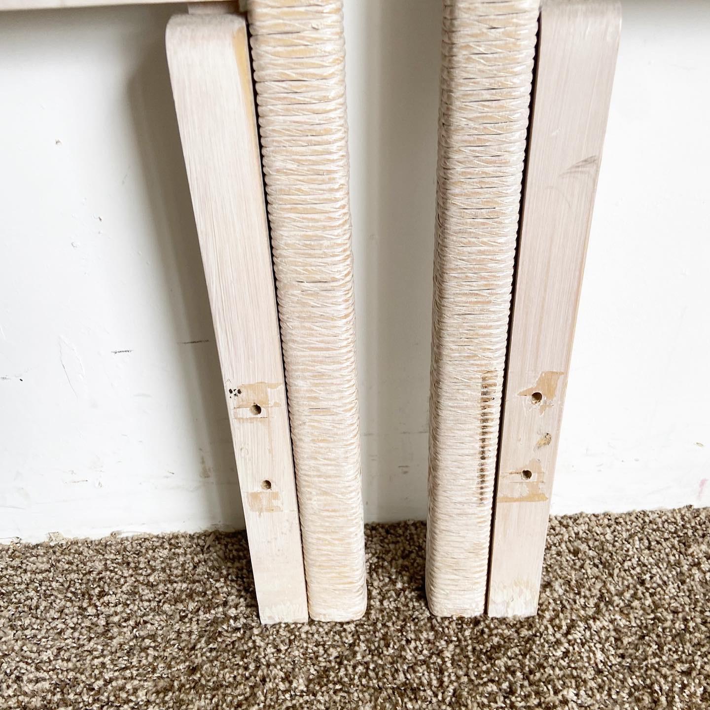 Boho Chic Wicker and Rattan Twin Headboards by Henry Link, a Pair For