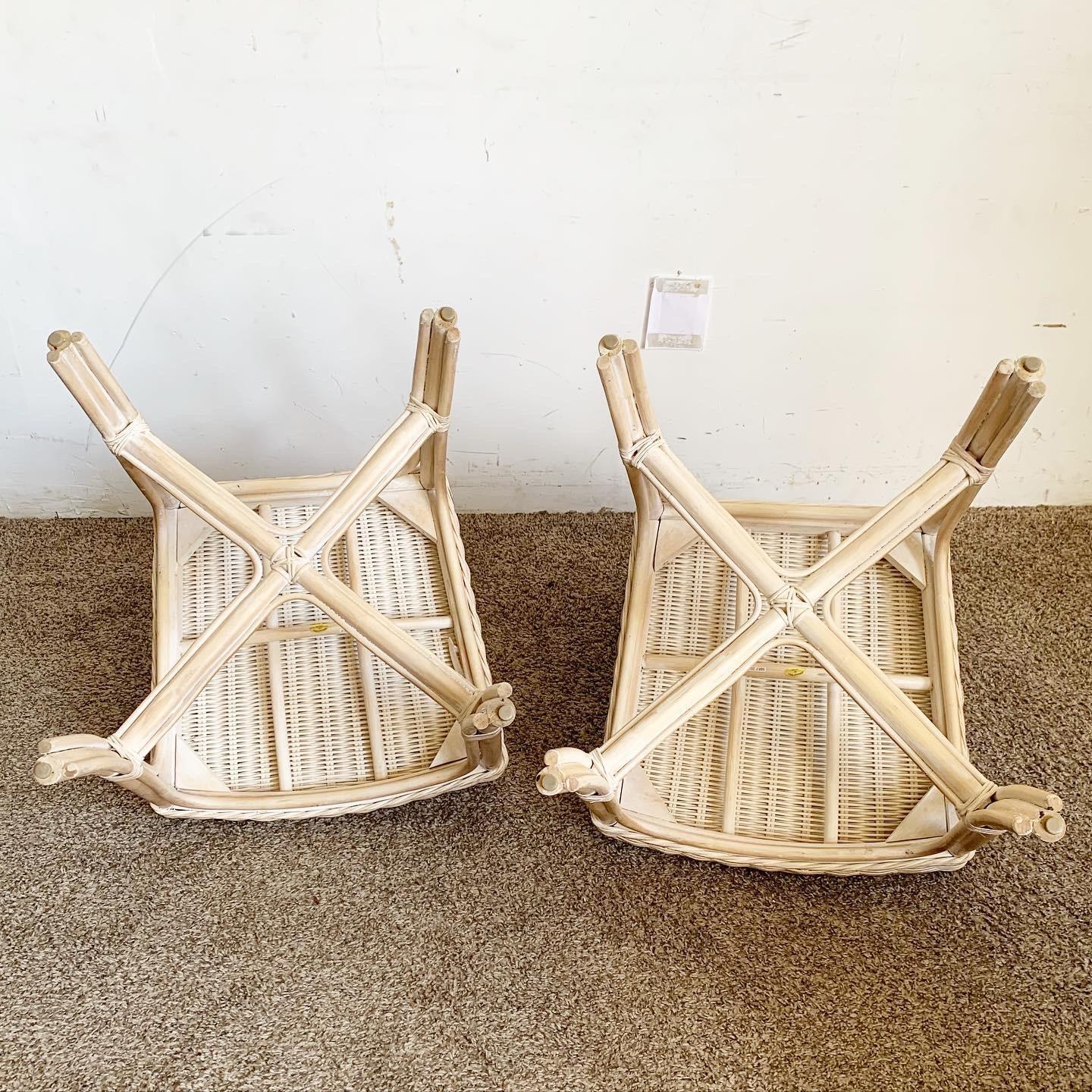 Boho Chic Wicker Bamboo Rattan Dining Chairs - Set of 4 4