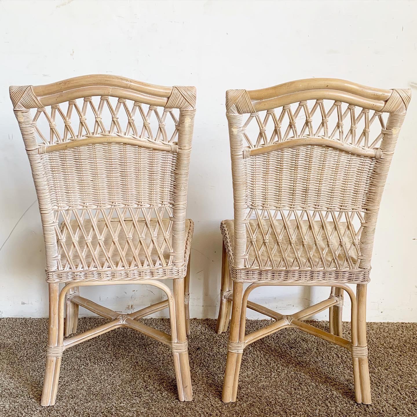 Boho Chic Wicker Bamboo Rattan Dining Chairs - Set of 4 2