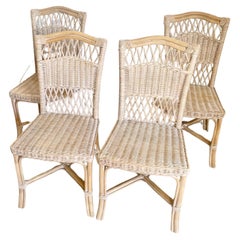 Boho Chic Wicker Bamboo Rattan Dining Chairs - Set of 4