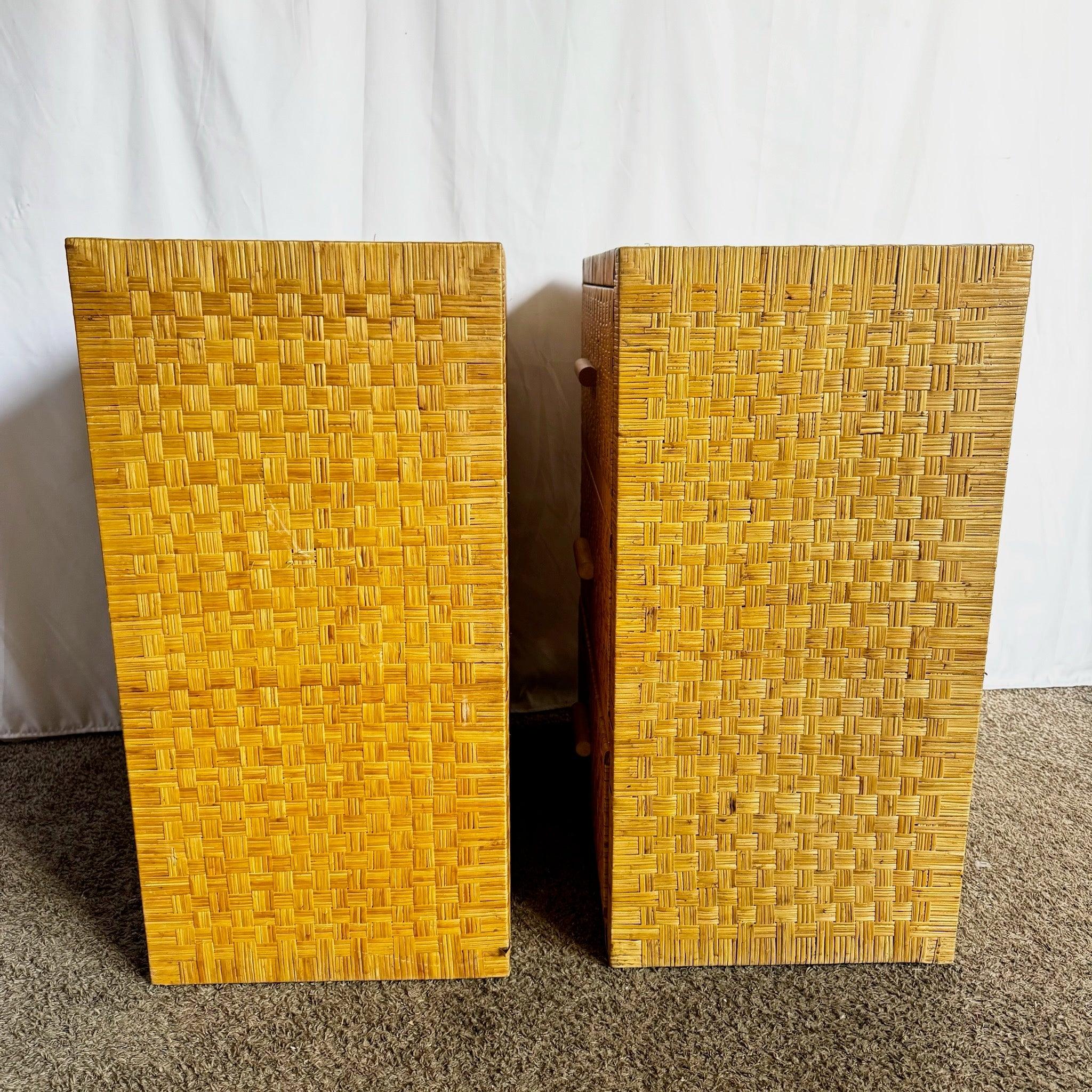 Philippine Boho Chic Wicker Chests of Drawers - A Pair For Sale