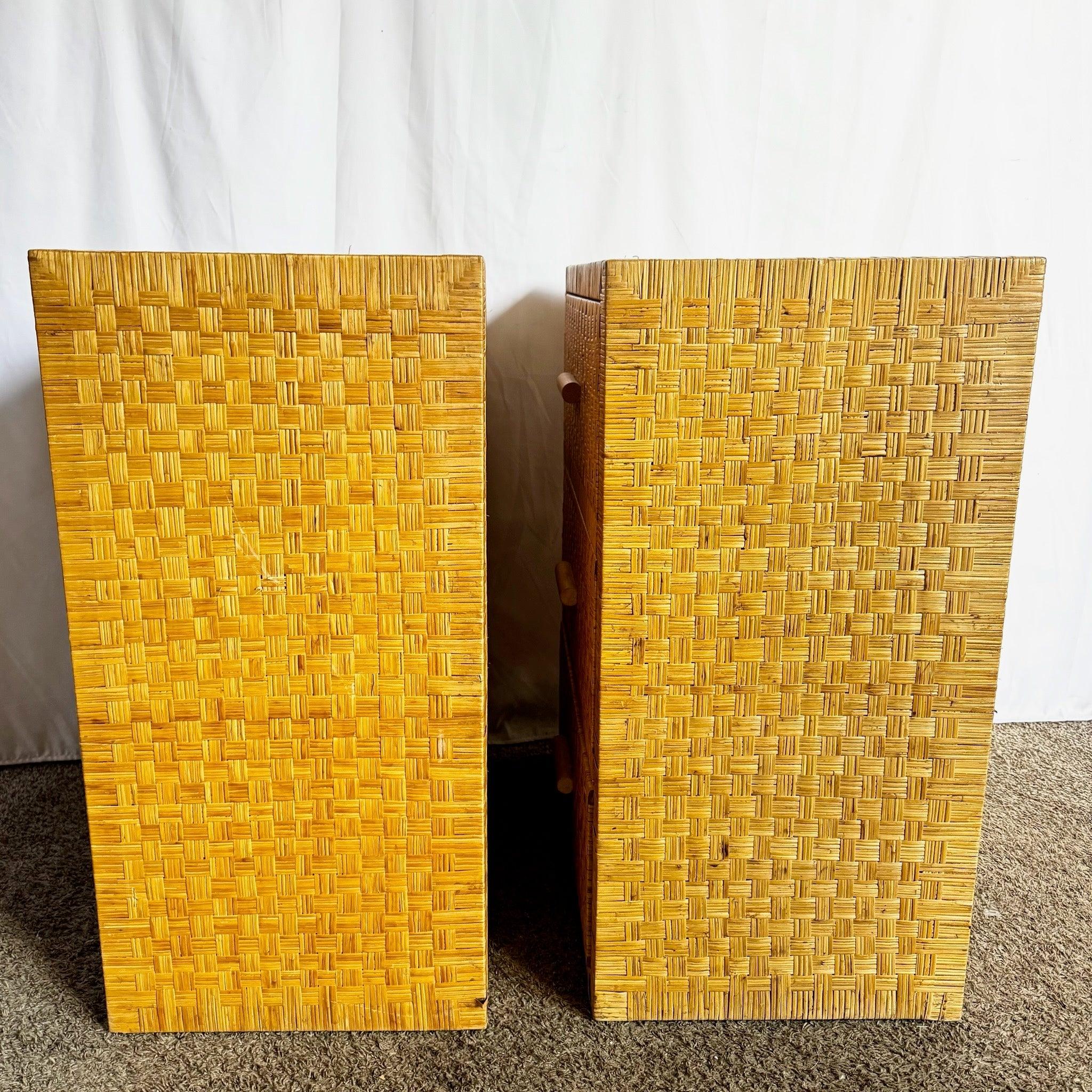 Boho Chic Wicker Chests of Drawers - A Pair In Good Condition For Sale In Delray Beach, FL