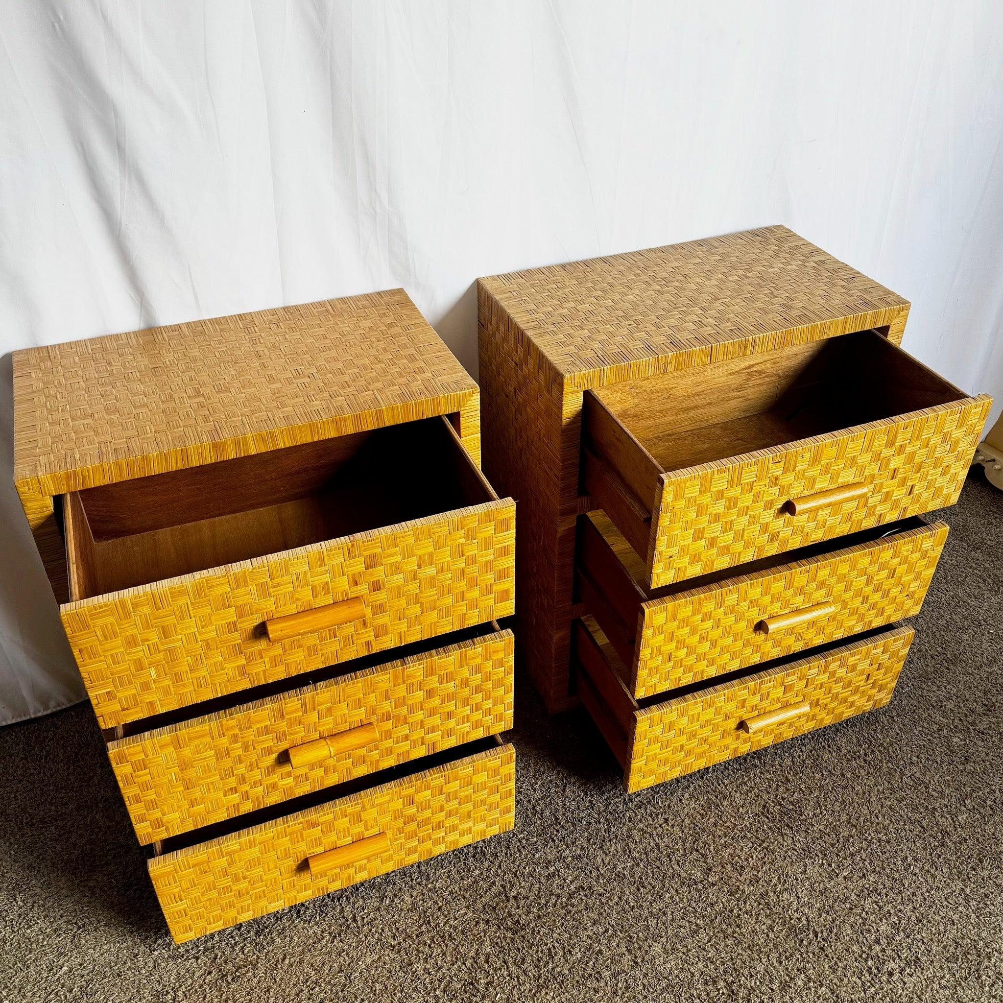 Boho Chic Wicker Chests of Drawers - A Pair For Sale 3