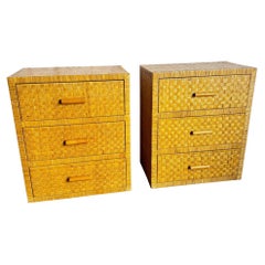 Boho Chic Wicker Chests of Drawers - A Pair