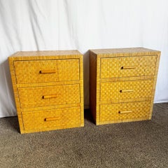 Boho Chic Wicker Chests of Drawers - A Pair
