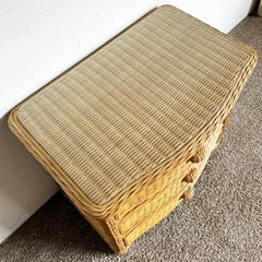 Boho Chic Wicker Glass Top Chest of Drawers