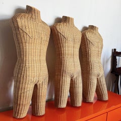 Boho Chic Wicker Male Mannequin Sculptures - Set of 3