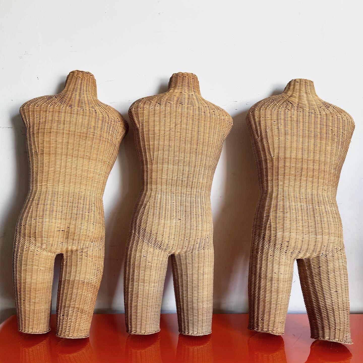 Hong Kong Boho Chic Wicker Male Mannequin Sculptures - Set of 3