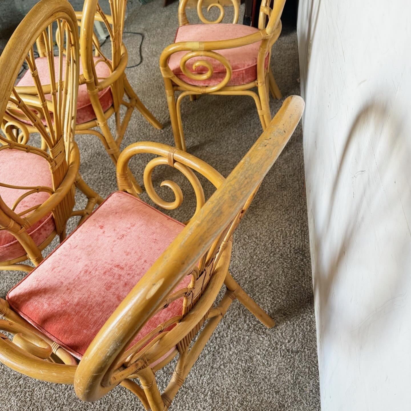 Boho Chic Wicker-Rattan-Sessel mit Ballonrückenlehne und Wirbel-Sesseln - 4er-Set im Angebot 2